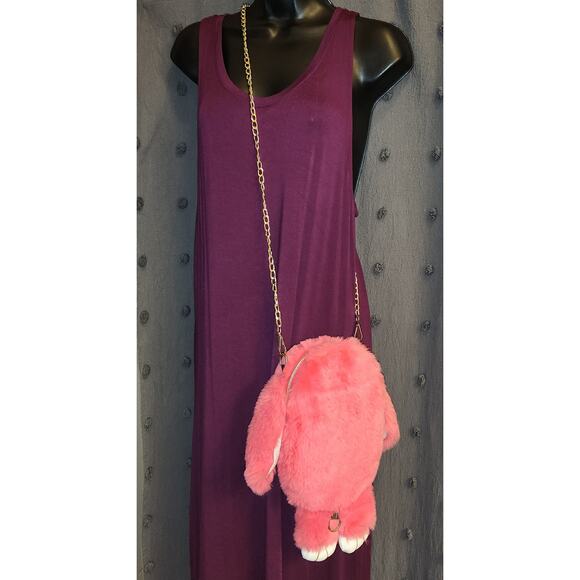 BUNNY RABBIT Bag Backpack Teddy Bear Plush Pink Convertible Fun Furry Animal - Picture 5 of 7